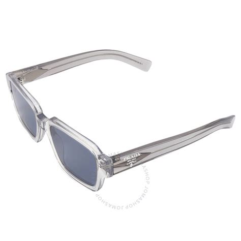 Prada Blue Rectangular Men's Sunglasses PR 02ZS U430A9 52